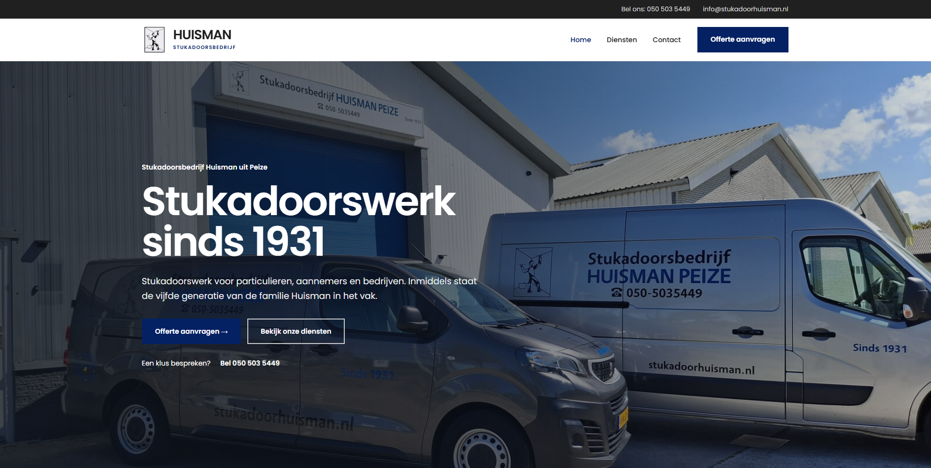 Voorbeeld van een professionele website van BlueCloud Hosting